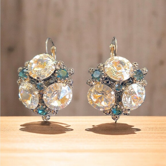 Italian Swarovski Sapphire Crystal Earrings Made in Florence - Picture 5 of 6